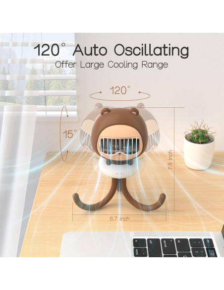 Ventilador Clip On para Bebé KinYiLO F62 Oso 4 Velocidades
