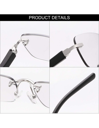 Gafas de lectura bifocales fotocromáticas 2.0x con bisagra de resorte