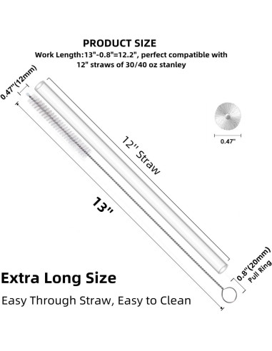 Cepillo Limpiador de Popotes FOLUNUE 33 cm Cerdas Anchas 12 mm