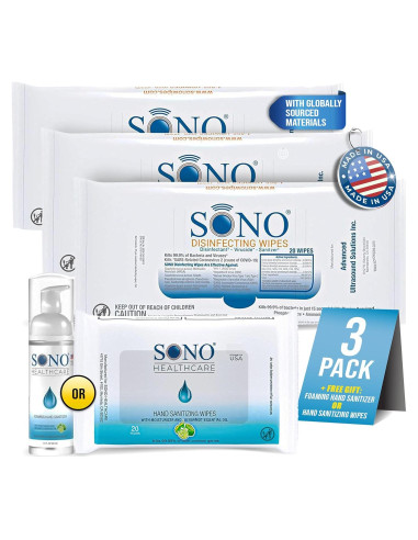 Toallitas Desinfectantes SONO - 60 Unidades (Paquete de 3) Grado Médico