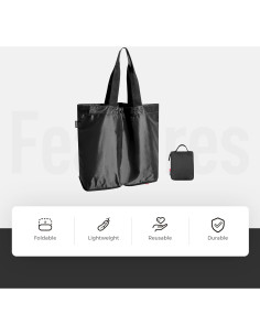 Bolsa de Mano Plegable Resistente al Agua 16L - Nylon Negro 2