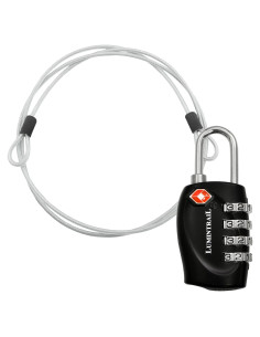 Candado de Combinación Lumintrail TSA 4 Dígitos con Cable 1.22m Negro