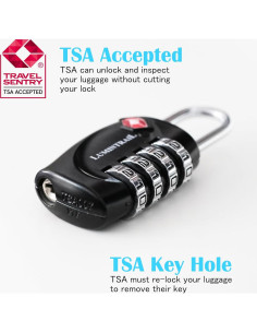 Candado de Combinación Lumintrail TSA 4 Dígitos con Cable 1.22m Negro 2