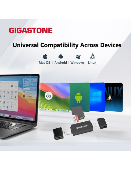 Lector de Tarjetas Gigastone 5-en-1 USB-A USB-C SD Micro SD