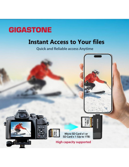 Lector de Tarjetas Gigastone 5-en-1 USB-A USB-C SD Micro SD