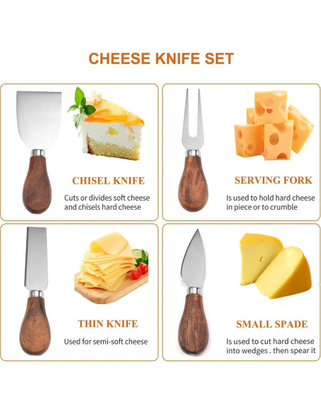 Juego de cuchillos de queso JLIAN MIOR 4 piezas acero inoxidable Juego de cuchillos de queso JLIAN MIOR 4 piezas acero inoxidable