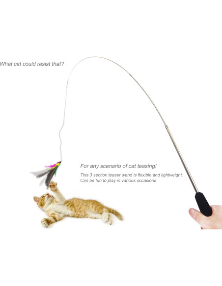 Varita Interactiva para Gatos YOOGAO Telescópica con Plumas
