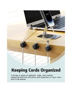 6 Clips Magnéticos para Cables Cuworlis - Organizador Negro 2