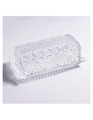 Plato de Mantequilla de Vidrio QIANCHANG con Tapa 17.5x9x6cm