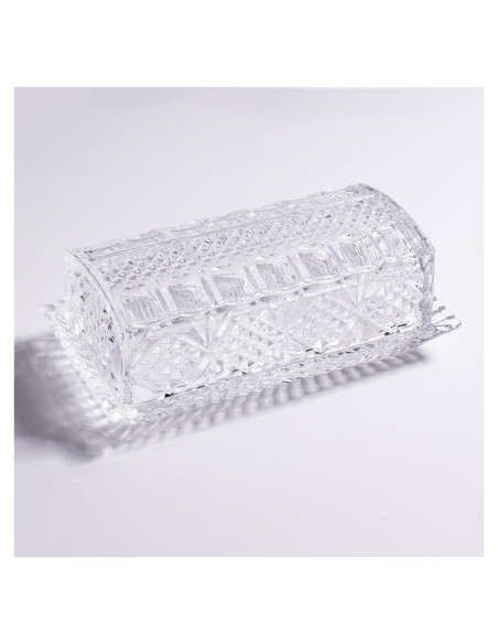 Plato de Mantequilla de Vidrio QIANCHANG con Tapa 17.5x9x6cm