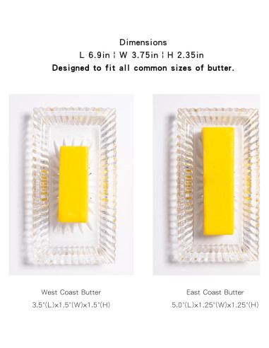 Plato de Mantequilla de Vidrio QIANCHANG con Tapa 17.5x9x6cm