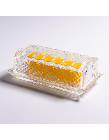Plato de Mantequilla de Vidrio QIANCHANG con Tapa 17.5x9x6cm