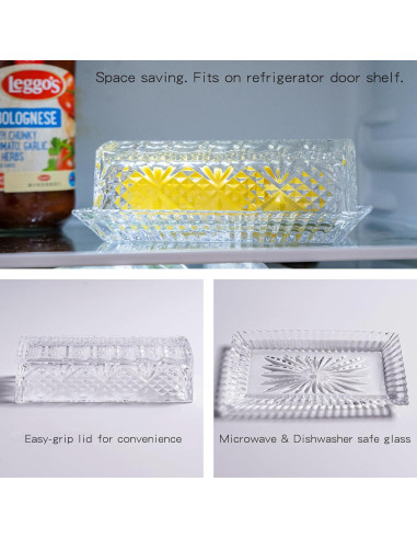 Plato de Mantequilla de Vidrio QIANCHANG con Tapa 17.5x9x6cm