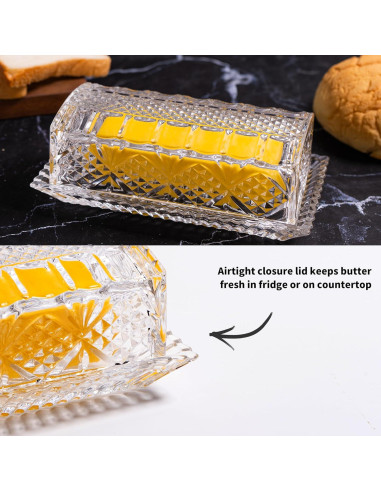 Plato de Mantequilla de Vidrio QIANCHANG con Tapa 17.5x9x6cm