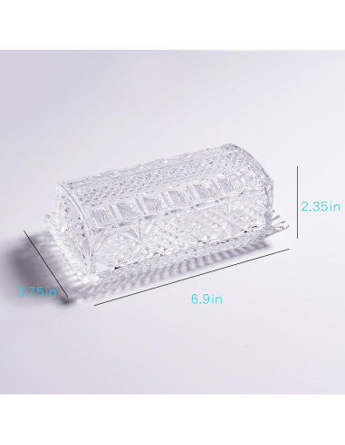 Plato de Mantequilla de Vidrio QIANCHANG con Tapa 17.5x9x6cm
