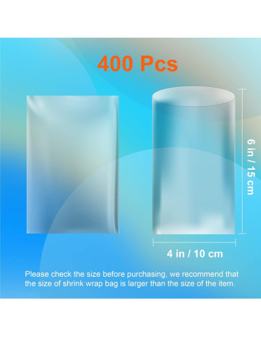 400 Bolsas Envoltura Retráctil PVC 10x15cm CANWUPON