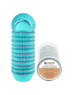 Forros de Cupcake Mini GiFBERA 300 Piezas Aluminio Aqua