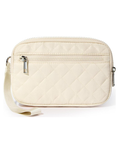 Cartera de muñeca DIXEIGHT beige RFID 20x12cm 3 cremalleras