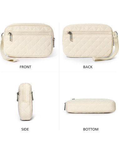 Cartera de muñeca DIXEIGHT beige RFID 20x12cm 3 cremalleras