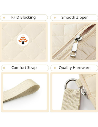 Cartera de muñeca DIXEIGHT beige RFID 20x12cm 3 cremalleras