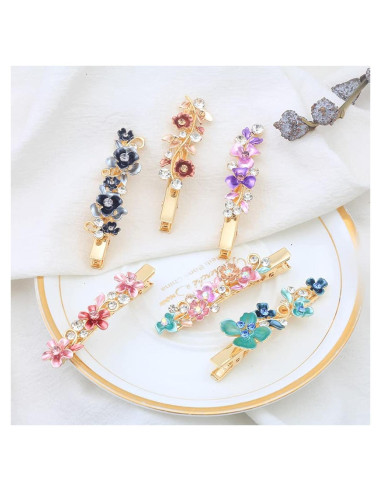 Clips para Cabello de Metal Vintage Coloridos 6pcs Whitebridge