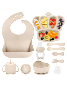 Juego de Alimentación de Silicona BXLL 10 Piezas Beige