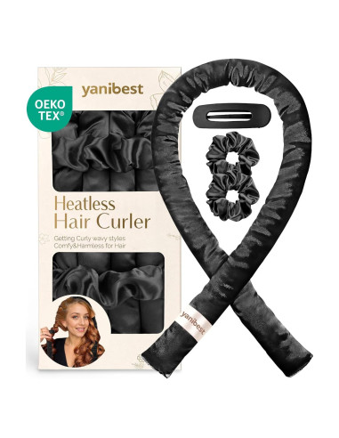 Rizador de Cabello Sin Calor Yanibest Negro con Scrunchies