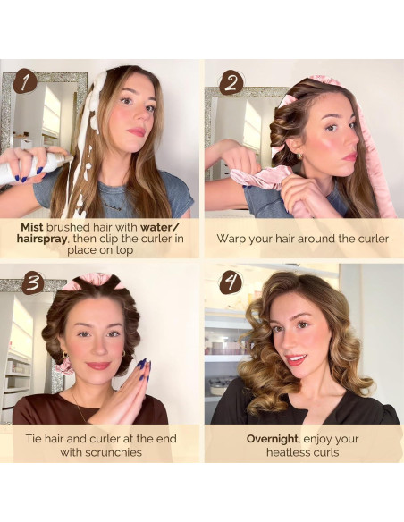 Rizador de Cabello Sin Calor Yanibest Negro con Scrunchies