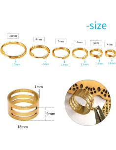 Anillos de Salto Divididos Aylifu - 100g, 6 Tamaños 4-10mm Dorado 2