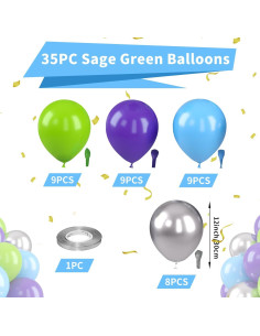 Juego de Globos Morados Verdes Azules 12" Paready 2