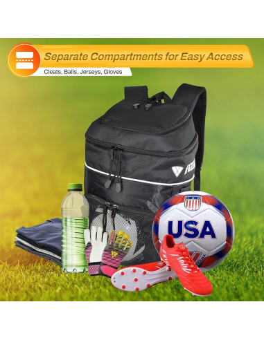 Mochila de Fútbol Vizari Titan - Resistente al Agua, Negro