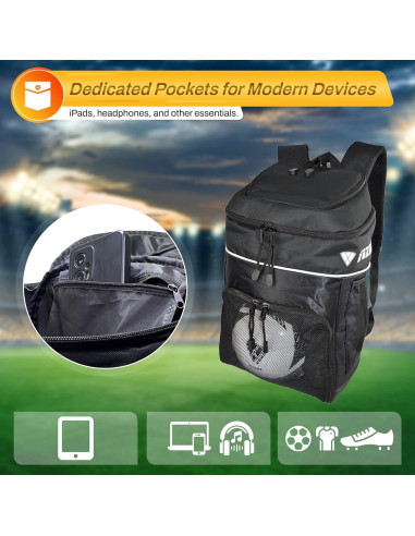 Mochila de Fútbol Vizari Titan - Resistente al Agua, Negro