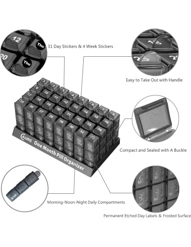 Organizador de Pastillas Mensual NewgGra 31 Días 3 Veces al Día