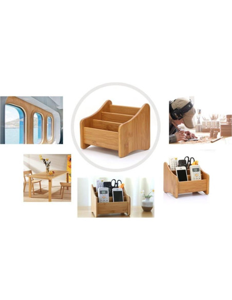 Organizador de Escritorio VolksRose de Bambú 3 Compartimentos