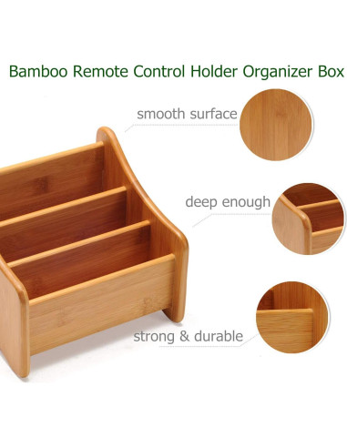 Organizador de Escritorio VolksRose de Bambú 3 Compartimentos