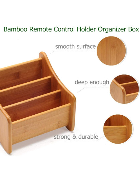 Organizador de Escritorio VolksRose de Bambú 3 Compartimentos