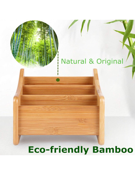 Organizador de Escritorio VolksRose de Bambú 3 Compartimentos