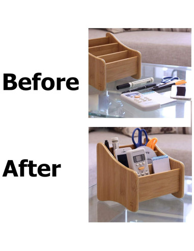 Organizador de Escritorio VolksRose de Bambú 3 Compartimentos