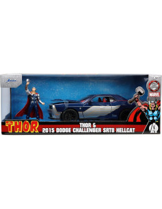 Coche de metal fundido Jada Toys Dodge Challenger SRT Hellcat 2015 con figura de Thor 2
