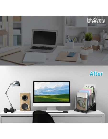 Organizador de Archivos LEKETREE Negro 5 Secciones Metal