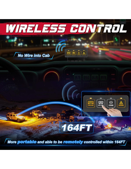 Panel de Interruptores Inalámbrico OFFROADTOWN 4 Gang LED
