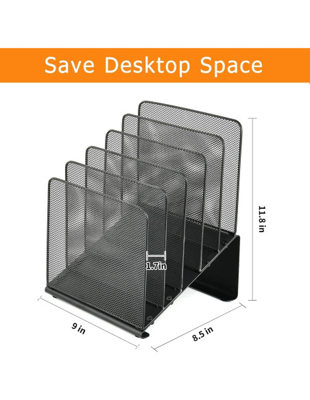 Organizador de Archivos LEKETREE Negro 5 Secciones Metal