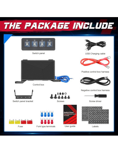 Panel de Interruptores Inalámbrico OFFROADTOWN 4 Gang LED
