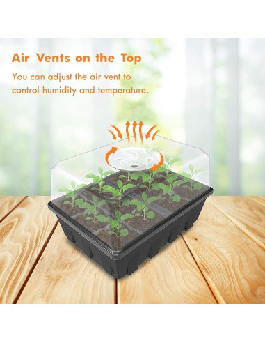 Kit de Inicio de Semillas Gardzen 10 Bandejas Negras 12-Celdas