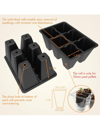 Kit de Inicio de Semillas Gardzen 10 Bandejas Negras 12-Celdas
