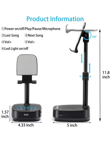 Soporte Ajustable para Teléfono Móvil OLES con Altavoz Bluetooth