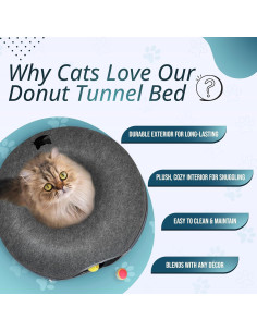 Túnel de Gato Peekaboo con Cama y Juguete - Grande Gris 2