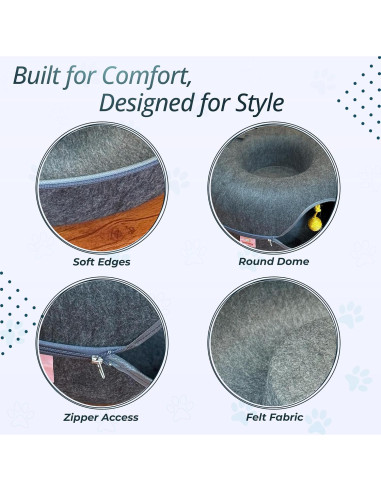 Túnel de Gato Peekaboo con Cama y Juguete - Grande Gris