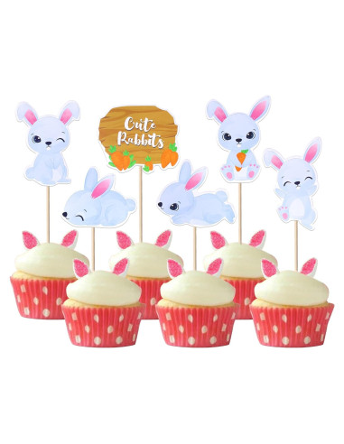 36 Adornos para Cupcakes de Pascua YCTHUNFISH - Conejito y Zanahoria