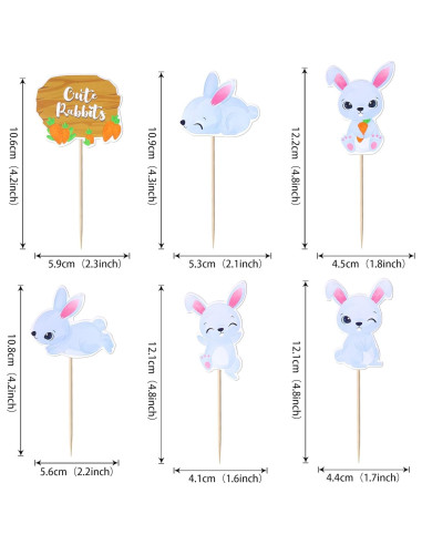 36 Adornos para Cupcakes de Pascua YCTHUNFISH - Conejito y Zanahoria